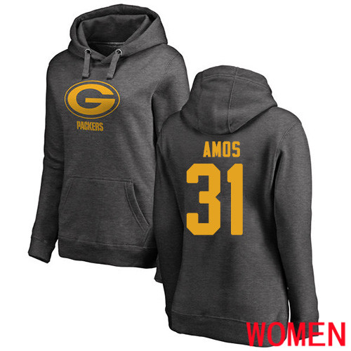 Green Bay Packers Ash Women #31 Amos Adrian One Color Nike NFL Pullover Hoodie Sweatshirts